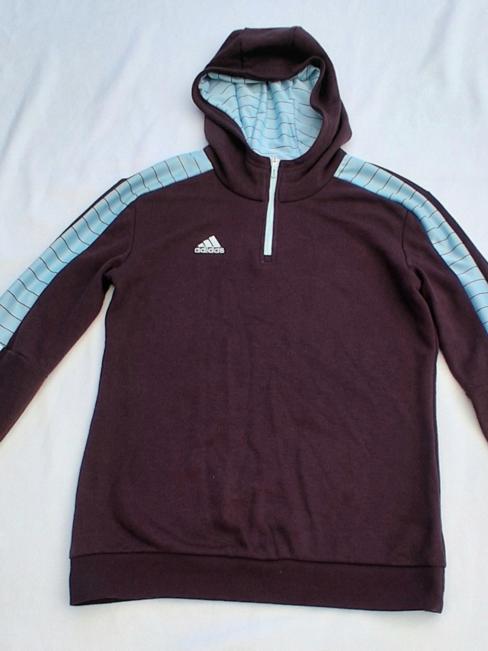 adidas Women's Tiro VIP Soccer 1/4 Zip Hoodie Shadow Maroon Blue Size S